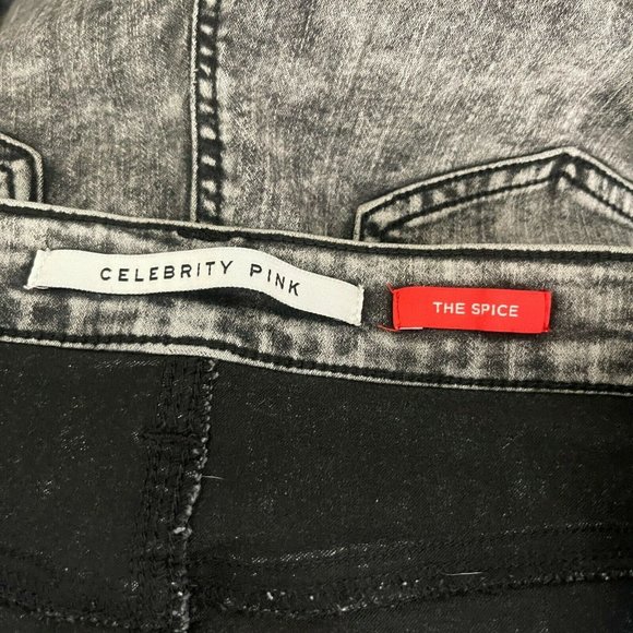 Celebrity Pink Acid Wash Skinny Jeans Black Gray Size 28 - Picture 5 of 6